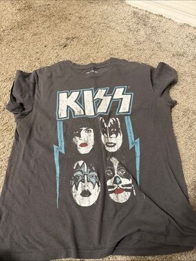 KISS Graphic Band Tee - Black with Blue Accents